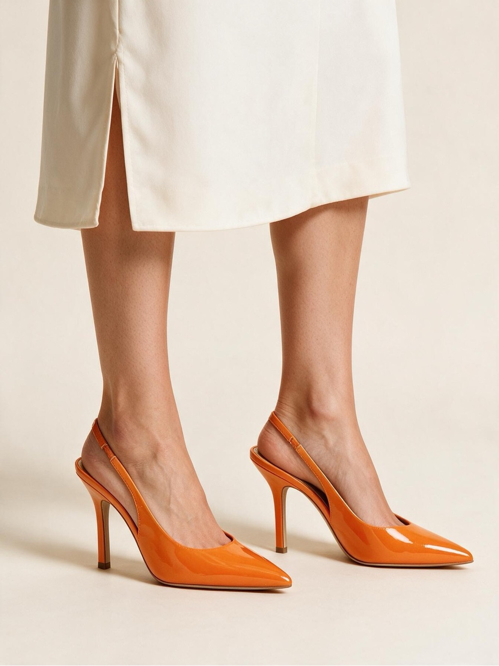 Marc Fisher EMALYN Bright Orange Slingback Heels COMFY 10